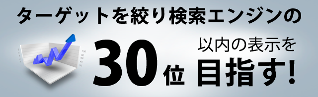 ターゲットを絞り検索エンジンの30位以内の表示を目指す